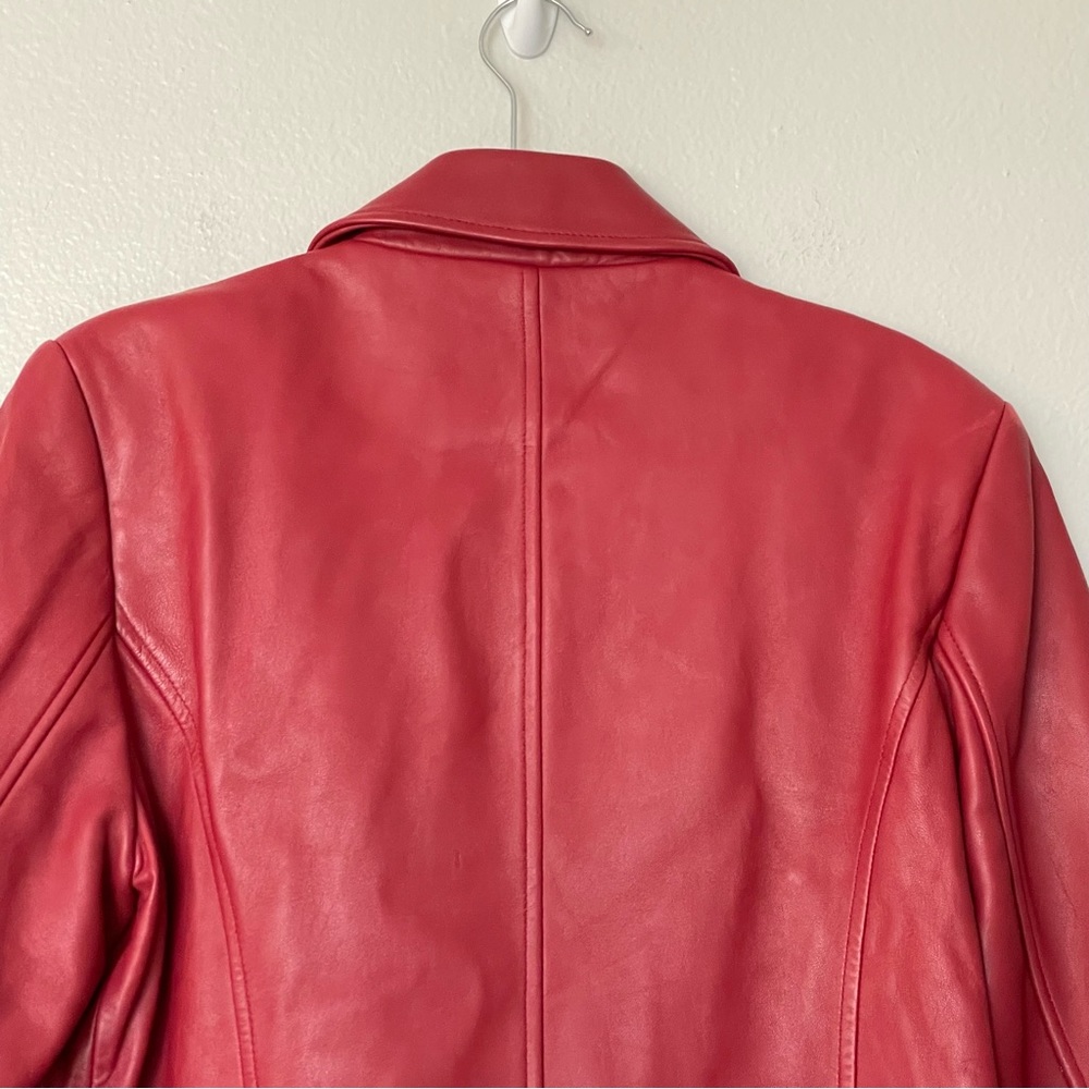 Liz Claiborne Red Leather Jacket Size Medium - Picture 11 of 13